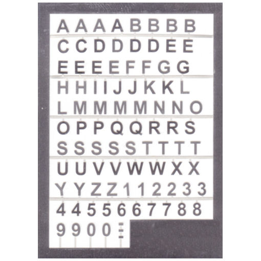 Klick zeigt Details von Satz Buchstaben und Zahlen 3 mm Neusilber geätzt