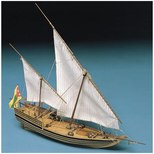 Klick zeigt Details von Modellbausatz antikes Schiffsmodell Segelbarke Al Bahran - M 1:50