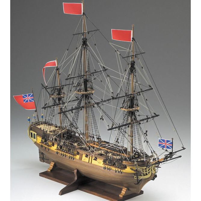 Klick zeigt Details von Modellbausatz Schiffsmodell HMS Greyhound - englisches Fregatte von 1720 - 18. Jh. - M 1:100