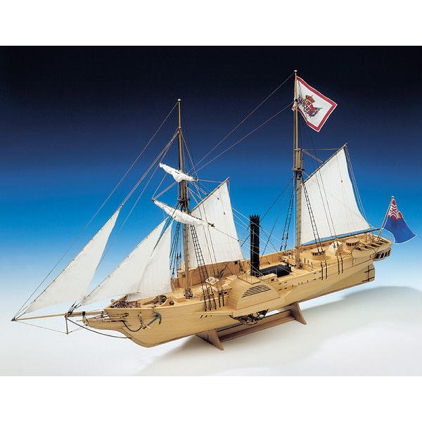 Klick zeigt Details von Modellbausatz Schiffsmodell Gulnara - Segel-/Dampfschiff m. Seitenschaufeln - 19. Jh. - M 1:50