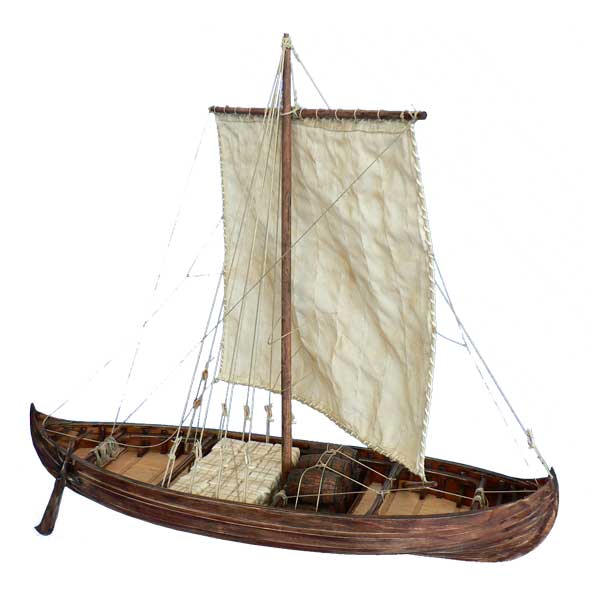 Klick zeigt Details von Baukasten Schiffsmodell Knarr Wikingerschiff - M 1:35