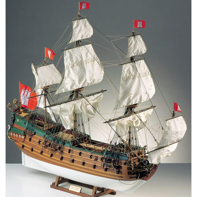 Klick zeigt Details von Segelsatz Wappen von Hamburg - Konvoischiff von 1667 - M 1:50