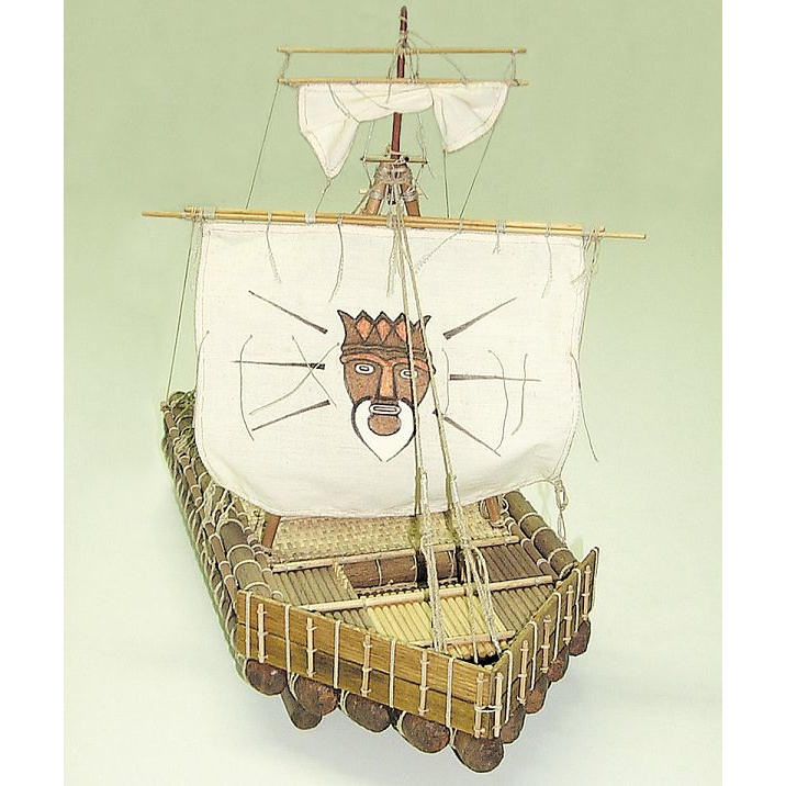 Klick zeigt Details von Modellbausatz Schiffsmodell Kon-Tiki - Prähistorisches Floß - M 1:18