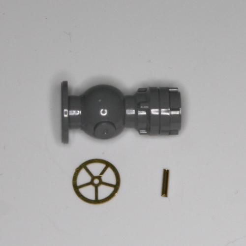 Klick zeigt Details von Schlauchanschluss mit Ventil und Flansch grau Ø 6,5 mm